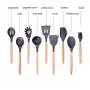KAIDELIN Eco Friendly 9 Pieces Silicone Kitchen Utensils Set with Natural Wooden Handle Heat Resistant Non-Stick Pan Kitchenware Nonstick Spoon Scoop Soup Spoon Spatula (5)