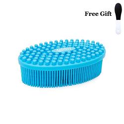 Agirlvct 100% Silicone Bath Shower Loofah Brush, Gentle Back Scrubber,Best body exfoliating loofa brush Gift For Baby Kids Men Father Mother Wife Family (1 Pack Blue)