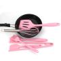 Silicone Cooking Utensil Set Pink 6 Piece Kitchenware Set for Nonstick Cookware - for Cooking, Baking, Frying, Grilling, Blending and Serving