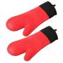 Block Mart Kitchen Anti-Slip Silicone and Cotton Oven Mitts Kitchenware Oven Gloves Long Size 14.6 inches Red