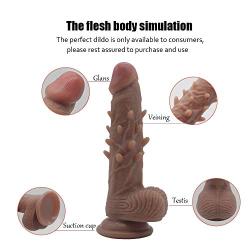 NIANTONG Waterproof Huge Flesh Realistic-??ld?, 8.26 inch Realistic ?íld? with Suction Cup, Double Layer Hardness Liquid Silicone + Leather Pants Toys for Women LX-CD0002