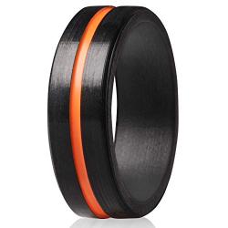 ThunderFit Silicone Rings for Men 4 Rings / 1 Ring - Bevel Thin Line Rubber Wedding Bands 6.35mm Wide - 2mm Thick