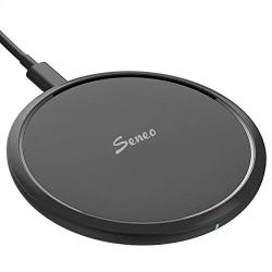 Wireless Charger Pad, Seneo 10W Fast Wireless Charging, 7.5W Compatible iPhone 11/11 Pro/11 Pro Max/XR/Xs Max/Xs/X/8/8P/New Airpods, 10W Compatible Galaxy S10/S9/Note 10/Note 9 (NO AC Adapter)-Black