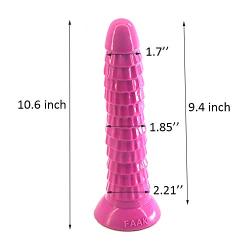 FAAK Silicone Huge Dildo 10.6 Anal Toys with Powerful Suction Cup Pagoda Shape Butt Plug Massager Stimulating Bumpy Pink Anal Dildo Big Penis for Couple Men, Female Masturbation