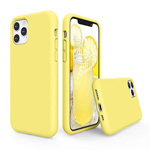 SURPHY Silicone Case Compatible with iPhone 11 Pro Case 5.8 inch, Liquid Silicone Full Body Thickening Design Phone Case (with Microfiber Lining) for iPhone 11 Pro 5.8 2019, Yellow