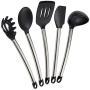 JunbosiKitchenware Stainless Steel Silicone Kitchenware 5 Set of 10 Handle Spatula Scraper Soup Colander Set,5pieceset