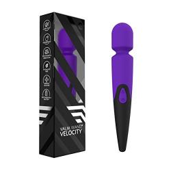 Velocity Waterproof 10 Speed Silicone Wireless Therapeutic Massager Wand, Purple