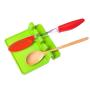 BESTONZON Kitchen Utensil Rest Mat Heat Resistant Ladle Fork Mat Silicone Spoon Rest Kitchenware Drying Mat (Green)
