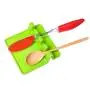 BESTONZON Kitchen Utensil Rest Mat Heat Resistant Ladle Fork Mat Silicone Spoon Rest Kitchenware Drying Mat (Green)