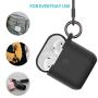 Syncwire AirPods Case, AirPods Protective Cover [Front LED Visible] Durable Silicone Skin Case with Keychain [Waterproof and Shockproof] for Apple AirPods 1 & 2 [Supports Wireless Charging] - Black