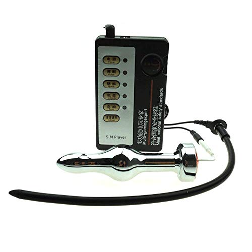 Electric Shock Torture Set, Electric Shock Penis Plug, Silicone Urethral Dilator and Anal Plug Stainless Steel, Electric Stimulation Masturbator Butt Plug, SM Sex Toys for Women Men Couples