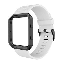 Simpeak for Fitbit Blaze Bands with Frame, Silicone Replacement Band Strap with Frame Case for Fit bit Blaze Smart Fitness Watch, Small/Large