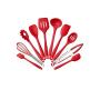 10Pcs/Set Kitchenware Silicone Heat Resistant Kitchen Cooking Utensils Non Stick Kitchen Baking Cooking Tool Sets,Red