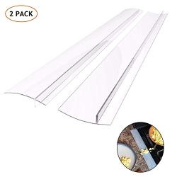 Kitchen Silicone Stove Counter Gap Cover, Easy Clean Heat Resistant Wide & Long Gap Filler, Seals Spills Between Counter, Stovetop, Oven, Washer & Dryer, Set of 2 (25 Inches, semi-clear)