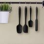 Silicone Cake Spatula, 6pcs Set Nonstick Kitchenware with Hangable Hole for Home Restaurant Hotel Cake Shop - Black