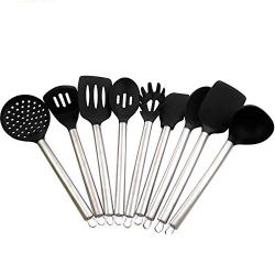 SKYyao Stainless Steel Silicone Kitchenware 9-piece non-stick pot hot spoon colander silicone