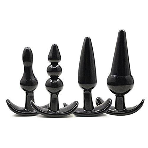 4pcs/set Silicone Anal Toys For Women and Men (Black)