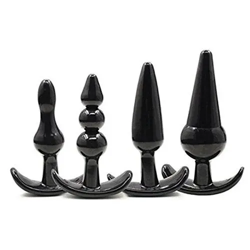 4pcs/set Silicone Anal Toys For Women and Men (Black)