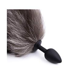 Black Silicone Tail + Black Vibrating Fox Tail Vibration Adjustable