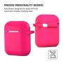 AirPods Case, Silicone Cover with U Shape Carabiner,360°Protective,Dust-Proof,Super Skin Silicone Compatible with Apple AirPods 1st/2nd (Rose Red)