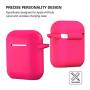 AirPods Case, Silicone Cover with U Shape Carabiner,360°Protective,Dust-Proof,Super Skin Silicone Compatible with Apple AirPods 1st/2nd (Rose Red)