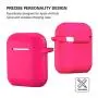 AirPods Case, Silicone Cover with U Shape Carabiner,360°Protective,Dust-Proof,Super Skin Silicone Compatible with Apple AirPods 1st/2nd (Rose Red)