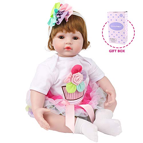 CHAREX Realistic Reborn Baby Dolls Girls, 22 inch Lifelike Toddlers Dolls with Sun Flower Dress, Silicone Dolls Gifts for Children 3+