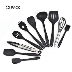 Silicone Kitchenware Set of 10 Kitchen Eco-Friendly Cooking Tools Non-Stick Heat-Resistant Barbecue, Cooking, Salad, Frying