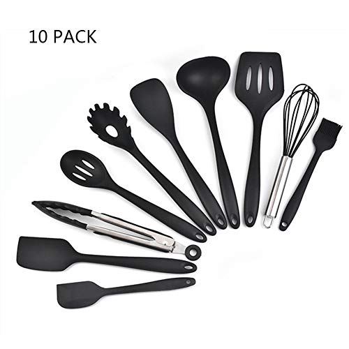Silicone Kitchenware Set of 10 Kitchen Eco-Friendly Cooking Tools Non-Stick Heat-Resistant Barbecue, Cooking, Salad, Frying