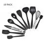 Silicone Kitchenware Set of 10 Kitchen Eco-Friendly Cooking Tools Non-Stick Heat-Resistant Barbecue, Cooking, Salad, Frying