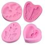 Creatiee Silicone Fondant Baking Molds with Butterfly, Rose Flowers Heart, Angle Wing and Heart for DIY Cake Decorating Chocolate Sugar Craft Molds (4PC, Pink)