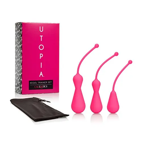 CalExotics Utopia Weighted Silicone Kegel Trainer Set ? Ben Wa Vaginal Kegel Weights - Hands Free Pelvic Floor Weight Exercise - Waterproof Sex Toys For Women ? Pink