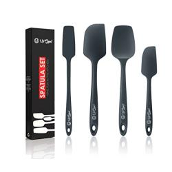 Silicone Spatula Set | 4 Versatile Tools Created for Cooking, Baking and Mixing | One Piece Design, Non-Stick & Heat Resistant | Strong Stainless Steel Core (UpGood Kitchen Utensils, Formal Grey)