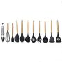 Kitchen Utensil Set，Pevor 11 Pcs Silicone Cooking Utensils with Wood Handles Nonstick Cookware, Non Toxic Turner Tongs Spatula Spoon Set