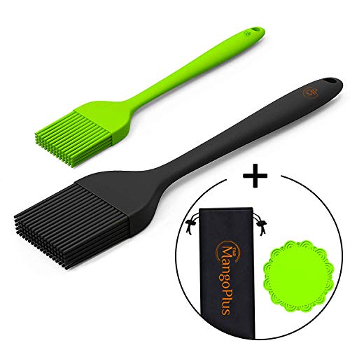 MangoPlus Silicone Basting Brush for Grilling - Silicone Brush Set - Sauce Brushes - Heat Resistant Pastry Brush - Marinating Brush - 8 and 10 Inch