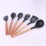 Silicone Kitchen Utensils, Silicone Appliance Set, Non-Stick Shovel Spoon, Wooden Handle, Food Grade Silicone Non-Stick Heat-Resistant Silicone Kitchenware, Kitchenware