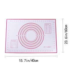 BESTONZON Kitchenware Pastry Mat, Silicone Baking Mat With Measurements,Non Stick Non Slip Pastry Rolling Mat,for Kitchen(40 60 Cm,Red)