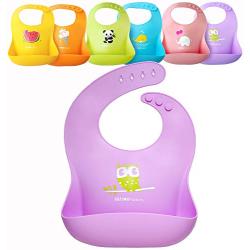 Single or Set of 2 Waterproof Silicone Baby Bib Lightweight Comfortable Easy-Wipe Clean