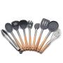 9 pieces Wooden Handle Silicone Kitchenware Set Plastic Cooking Tools Cookware Kitchen Tools
