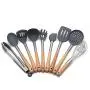 9 pieces Wooden Handle Silicone Kitchenware Set Plastic Cooking Tools Cookware Kitchen Tools