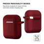 AirPods Case, Silicone Cover with U Shape Carabiner,360°Protective,Dust-Proof,Super Skin Silicone Compatible with Apple AirPods 1st/2nd (Burgundy)