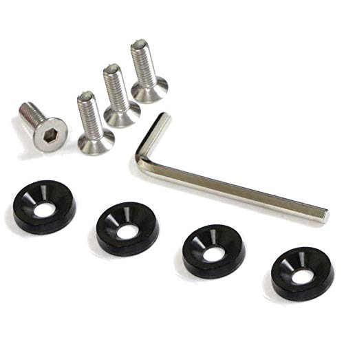 iJDMTOY (4 JDM Racing Style Black Aluminum Washers Bolts Kit for Car License Plate Frame, Fender, Bumper, Engine Bay, etc