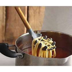 JunbosiKitchenware Silicone Kitchenware Cooking Spoon Shovel Spatula Colander Acacia Wood Shovel Wood Handle Silicone Kitchenware Set