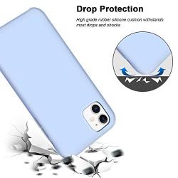 Anuck iPhone 11 Case, Anti-Slip Liquid Silicone Gel Rubber Bumper Case with Soft Microfiber Lining Cushion Slim Hard Shell Shockproof Protective Case Cover for Apple iPhone 11 6.1" 2019 - Light Blue