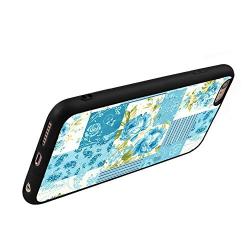 iPhone 6s 6 Case, Blue Flower Shock-Absorption TPU Rubber Bumper iPhone 6s 6 Case, Ultra Thin Slim Protective Cover for iPhone 6s 6-Black