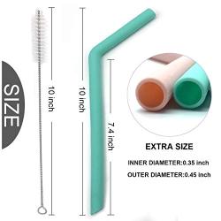 Senneny Set of 12 Silicone Drinking Straws for 30oz and 20oz Tumblers Yeti/Rtic- Reusable Silicone Straws BPA Free Extra Long with Cleaning Brushes- 6 Straight + 6 Bent (8mm diameter)