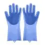 Everymony Home Kitchenware Silicone Cleaning Dish Heat Reusable Silicone Gloves (Blue)