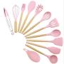 HUShjsd Silicone Kitchenware Set 11 Piece Set, Food Grade Kitchen Tool Set, Nonstick Cooking Shovel，spatulas Silicone Heat Resistant， Pink