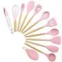 HUShjsd Silicone Kitchenware Set 11 Piece Set, Food Grade Kitchen Tool Set, Nonstick Cooking Shovel，spatulas Silicone Heat Resistant， Pink