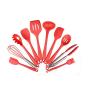 JunbosiKitchenware Silicone Kitchenware Set 10 Piece Set Silicone Scraper Oil Brush Food Clip Cooking Shovel Spoon,Red